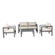 Cabo Aluminum Loveseat Set with Gray Frame in Light Beige Cushion