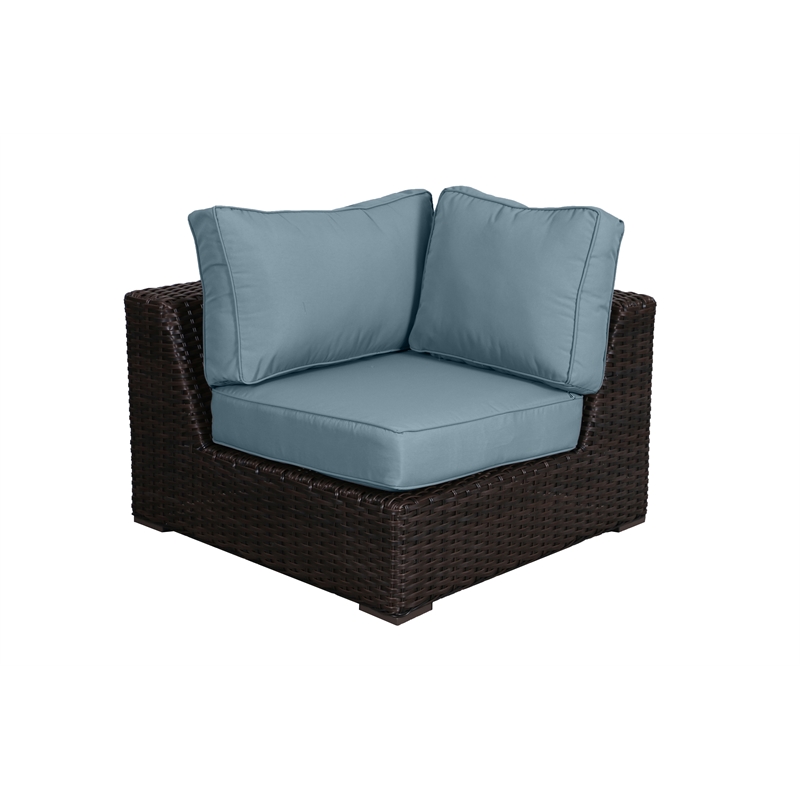 Santa Monica Corner Sectional Piece in Espresso Brown Frame with Spa Cushion