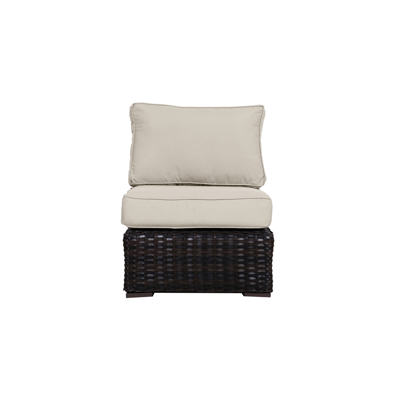 Santa Monica Middle Sectional Piece in Espresso Brown Frame with Beige Cushion