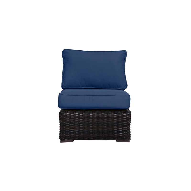 Santa Monica Middle Sectional Piece in Espresso Brown Frame with Navy Cushion