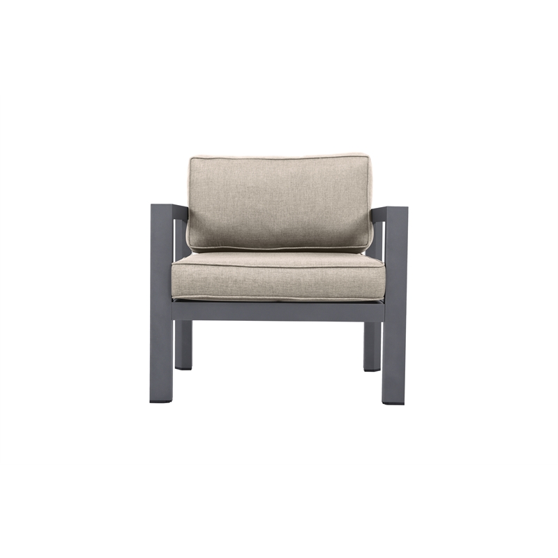 Cabo Club Chair Gray Aluminum Frame in Light Beige Cushion