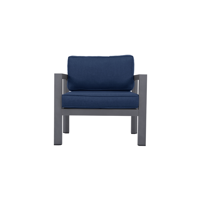 Cabo Club Chair Gray Aluminum Frame in Navy Cushion