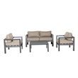 Cabo Aluminum Loveseat Set with Gray Frame in Wheat Cushion