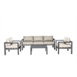 Cabo Aluminum Sofa Set with Gray Frame in Light Beige Cushion