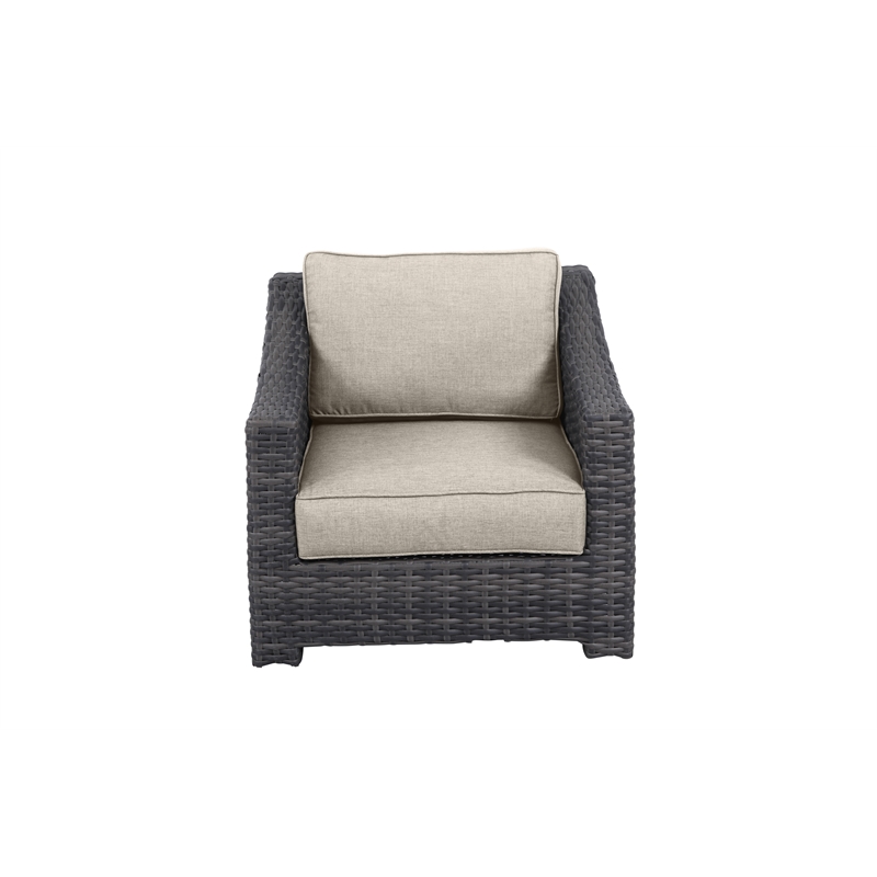 Bora Bora Two-Tone Wicker Rattan Club Chair in Light Beige Cushion