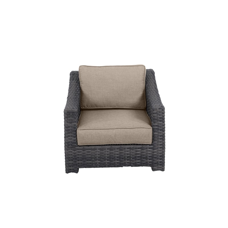 Bora Bora Two-Tone Wicker Rattan Club Chair in Wheat Cushion