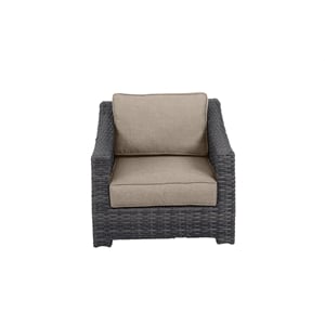 Bora Bora Two-Tone Wicker Rattan Club Chair in Wheat Cushion