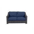 Bora Bora Two-Tone Wicker Rattan Loveseat in Navy Cushion