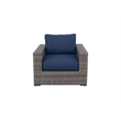 Bali Silver/Gray Two-Tone Wicker Club Chair in Navy Cushion