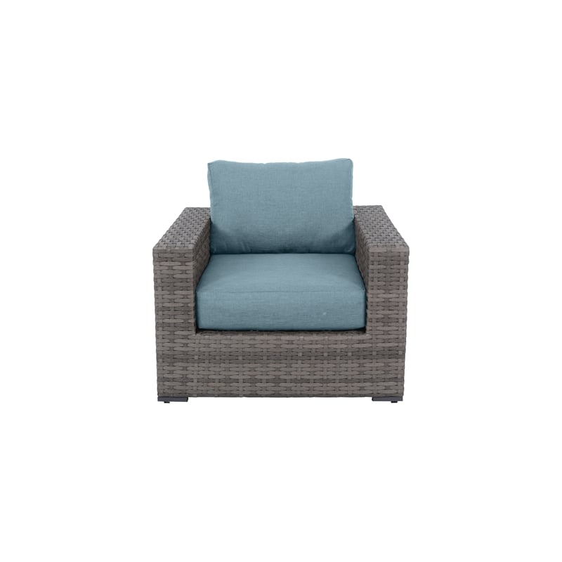 Bali Silver/Gray Two-Tone Wicker Club Chair in Spa Cushion