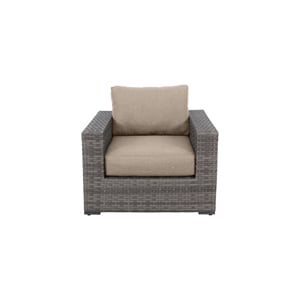 Bali Silver/Gray Two-Tone Wicker Club Chair in Wheat Cushion
