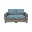 Bali Silver/Gray Two-Tone Wicker Loveseat in Spa Cushion