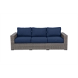 Bali Silver/Gray Two-Tone Wicker Sofa in Navy Cushion