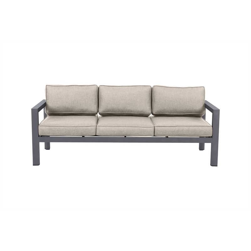 Cabo Aluminum Sofa with Gray Frame in Light Beige Cushion