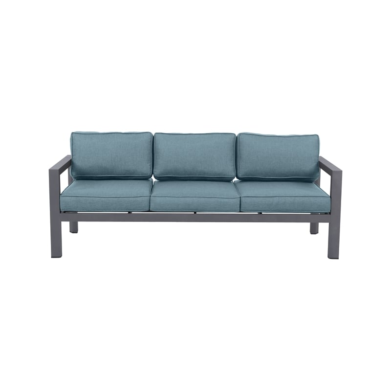 Cabo Aluminum Sofa with Gray Frame in Spa Cushion