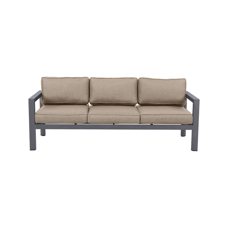 Cabo Aluminum Sofa with Gray Frame in Wheat Cushion