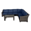 Bora Bora Two-Tone Wicker Sectional Set in Navy Cushion