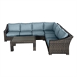 Bora Bora Two-Tone Wicker Sectional Set in Spa Cushion