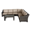Bora Bora Two-Tone Wicker Sectional Set in Wheat Cushion