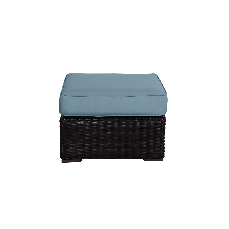 Santa Monica Wicker Rattan Ottoman in Espresso Brown Frame/Spa Cushion