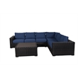 Santa Monica Sectional Set in Espresso Brown Frame with Navy Cushion