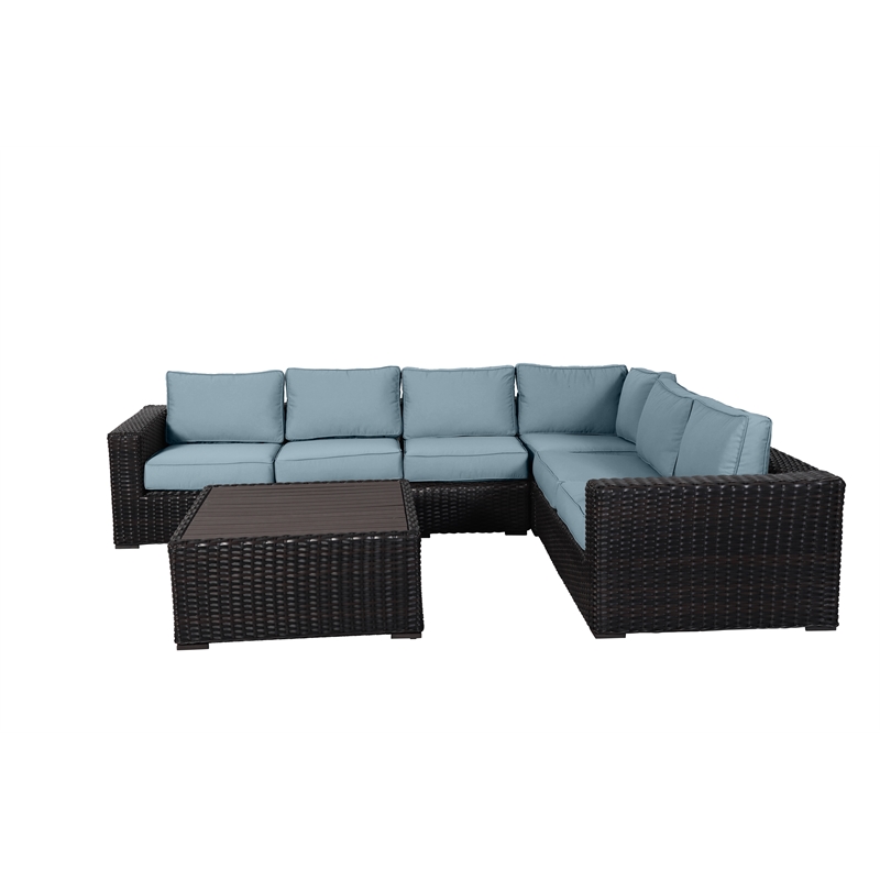 Santa Monica Sectional Set in Espresso Brown Frame with Spa Cushion
