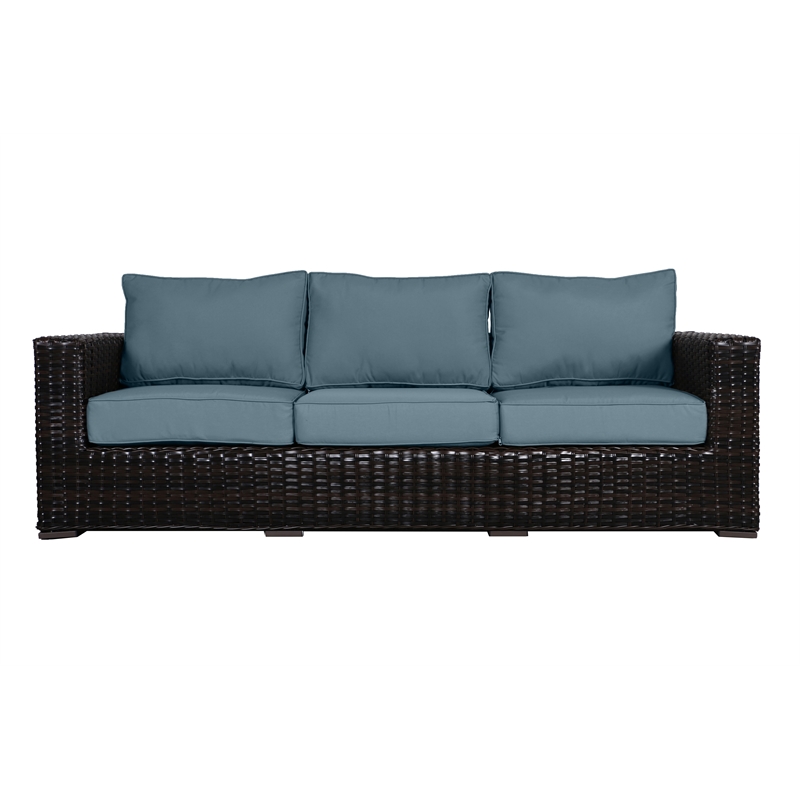 Santa Monica Wicker Rattan Sofa in Espresso Brown Frame/Spa Cushion