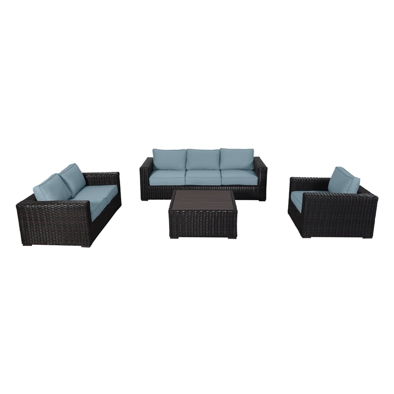Santa Monica Deep Seating Set in Espresso Brown Frame/Spa Cushion