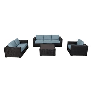 Santa Monica Deep Seating Set in Espresso Brown Frame/Spa Cushion