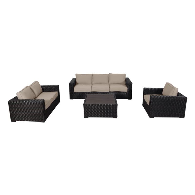 Santa Monica Deep Seating Set in Espresso Brown Frame/Wheat Cushion