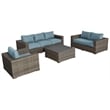 Bali Silver/Gray Two-Tone Wicker Deep Seating Set in Spa Cushion
