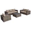 Bali Silver/Gray Two-Tone Wicker Deep Seating Set in Wheat Cushion