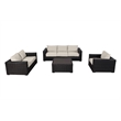 Santa Monica Deep Seating Set in Espresso Brown Frame/Light Beige Cushion