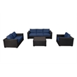 Santa Monica Deep Seating Set in Espresso Brown Frame/Navy Cushion