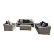 Hawaii Three-Tone Wicker Deep Seating Set in Gray Cushion