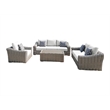 Hawaii Three-Tone Wicker Deep Seating Set in White Cushion