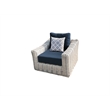 Hawaii Three-Tone Wicker Gray/Off White/Beige Arm Chair in Blue Cushion