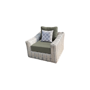 Hawaii Three-Tone Wicker Gray/Off White/Beige Arm Chair in Gray Cushion