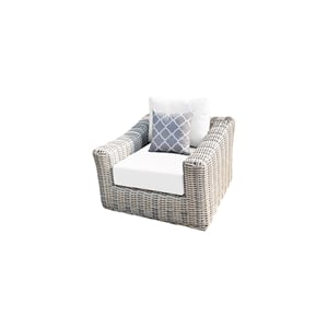 Hawaii Three-Tone Wicker Gray/Off White/Beige Arm Chair in White Cushion