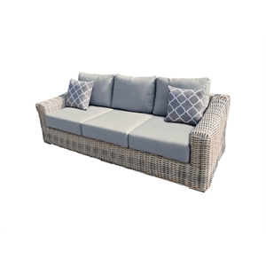 Hawaii Three-Tone Wicker Gray/Off White/Beige Sofa in Light Beige Cushion