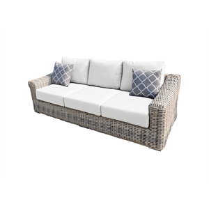 Hawaii Three-Tone Wicker Gray/Off White/Beige Sofa in White Cushion