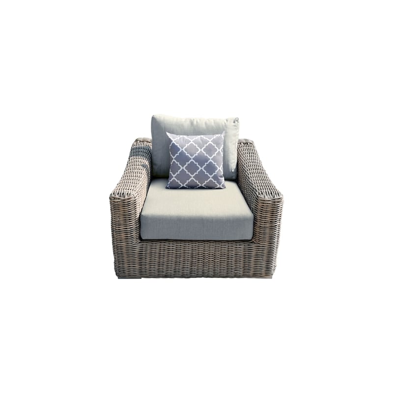Tulum Two-Tone Dark Beige Aluminum Frame Arm Chair in in Light Beige Cushion