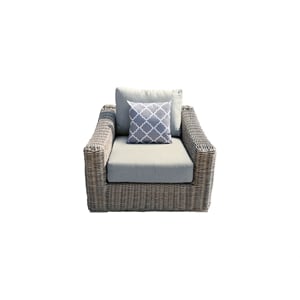 Tulum Two-Tone Dark Beige Aluminum Frame Arm Chair in in Light Beige Cushion