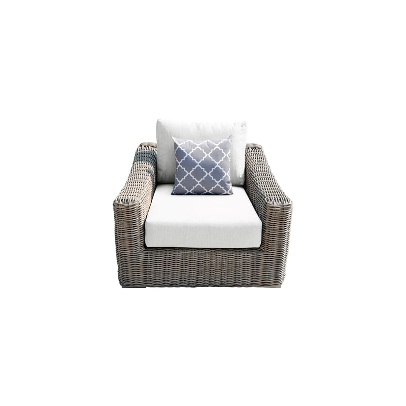 Tulum Two-Tone Dark Beige Aluminum Frame Arm Chair in White Cushion