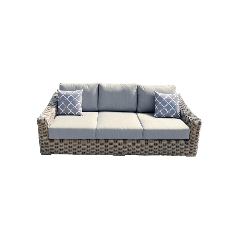 Tulum Two-Tone Dark Beige Aluminum Frame Sofa in Light Beige Cushion