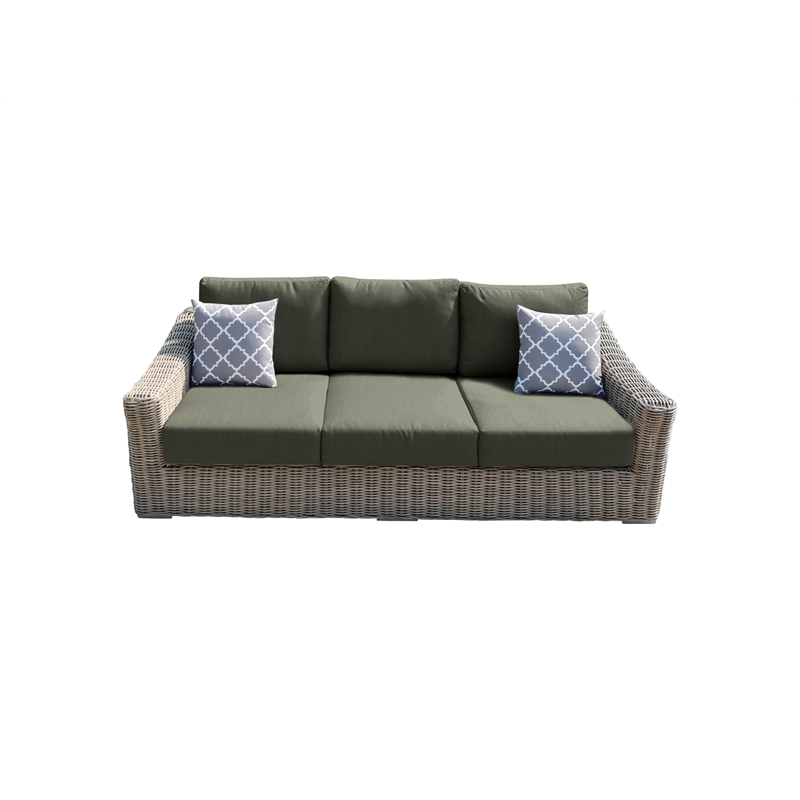 Tulum Two-Tone Dark Beige Aluminum Frame Sofa in Gray Cushion
