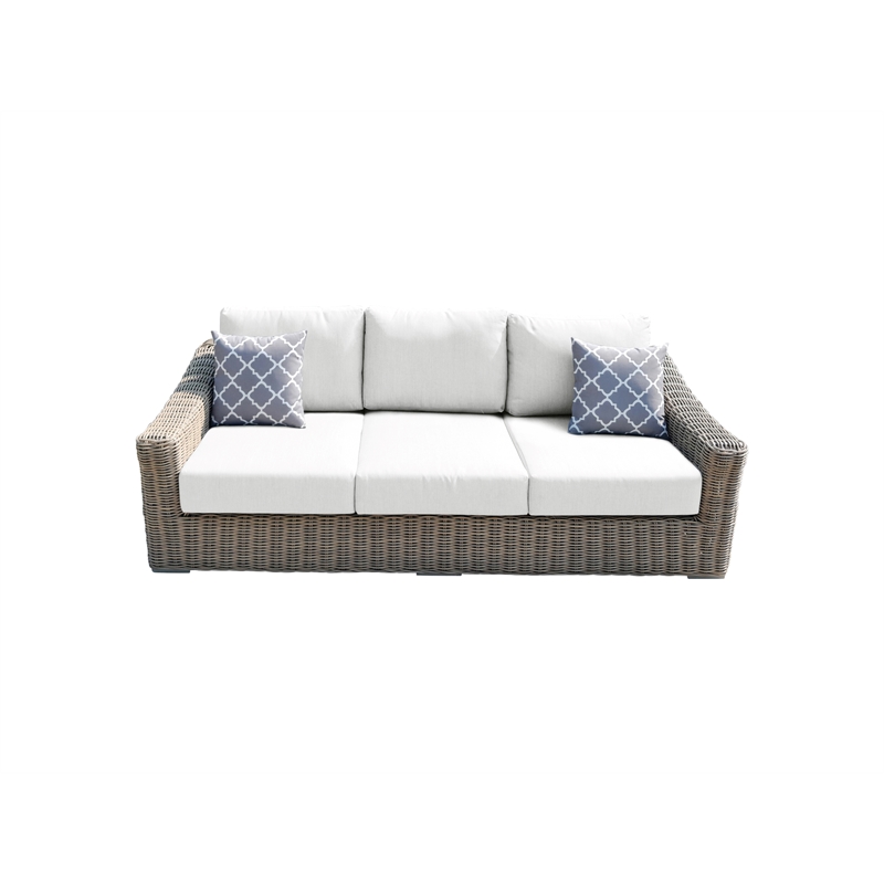 Tulum Two-Tone Dark Beige Aluminum Frame Sofa in White Cushion