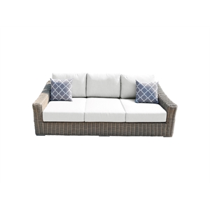 Tulum Two-Tone Dark Beige Aluminum Frame Sofa in White Cushion