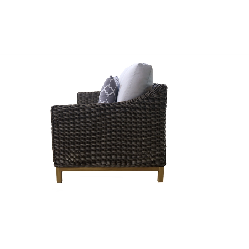 Teva Patio Furniture Napa Brown/Beige Wicker Club Chair with Silver Grey Cushion