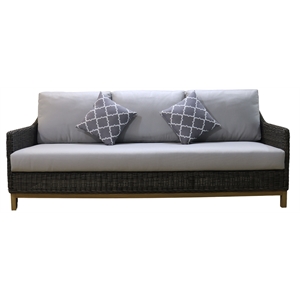 Teva Patio Furniture Napa Brown/Beige Wicker Sofa with Silver Grey Cushion